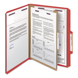 Four-section Pressboard Top Tab Classification Folders With Safeshield Fasteners, 1 Divider, Letter Size, Bright Red, 10-box