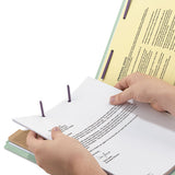 Pressboard Classification Folders With Safeshield Coated Fasteners, 2-5 Cut, 1 Divider, Letter Size, Gray-green, 10-box