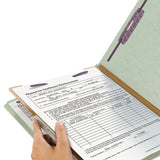 Pressboard Classification Folders With Safeshield Coated Fasteners, 2-5 Cut, 1 Divider, Letter Size, Gray-green, 10-box
