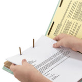 100% Recycled Pressboard Classification Folders, 2 Dividers, Letter Size, Gray-green, 10-box