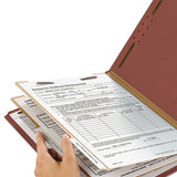 100% Recycled Pressboard Classification Folders, 2 Dividers, Letter Size, Red, 10-box