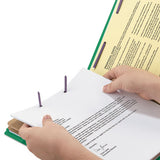 Six-section Pressboard Top Tab Classification Folders With Safeshield Fasteners, 2 Dividers, Letter Size, Green, 10-box