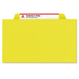 Six-section Pressboard Top Tab Classification Folders With Safeshield Fasteners, 2 Dividers, Letter Size, Yellow, 10-box