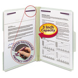 Recycled Pressboard Folders With Two Safeshield Coated Fasteners, 1-3-cut Tabs, 3" Expansion, Letter Size, Gray-green, 25-box