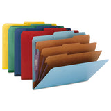Eight-section Pressboard Top Tab Classification Folders With Safeshield Fasteners, 3 Dividers, Legal Size, Blue, 10-box