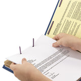 End Tab Pressboard Classification Folders With Safeshield Fasteners, 2 Dividers, Letter Size, Dark Blue, 10-box