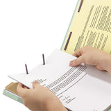 End Tab Pressboard Classification Folders With Safeshield Coated Fasteners, 1 Divider, Legal Size, Gray-green, 10-box