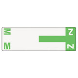 Alphaz Color-coded First Letter Combo Alpha Labels, M-z, 1.16 X 3.63, Light Green-white, 5-sheet, 20 Sheets-pack