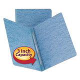 Side Opening Press Guard Report Cover, Prong Fastener, Letter, Blue