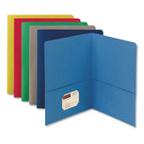 Two-pocket Folder, Embossed Leather Grain Paper, Blue, 25-box