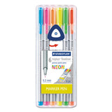 Triplus Fineliner Stick Porous Point Pen, Extra-fine Needle Tip, 0.3mm, Assorted Ink, Silver Barrel, 20-set
