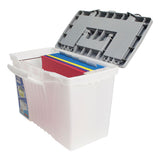 Portable Letter-legal Filebox With Organizer Lid, Letter-legal Files, 14.5" X 10.5" X 12", Clear-silver