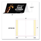 Besafe Messaging Table Top Tent Card, 8 X 3.87, Sorry! Area Closed Thank You For Keeping A Safe Distance, Black, 10-pack
