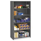 Closed Commercial Steel Shelving, Six-shelf, 36w X 18d X 75h, Medium Gray