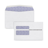 W-2 Laser Double Window Envelope, Commercial Flap, Gummed Closure, 5.63 X 9, White, 100-pack