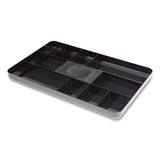 Shallow Plastic Drawer Organizer, 13 Compartment, 9.11 X 14.11 X 1.24, Black