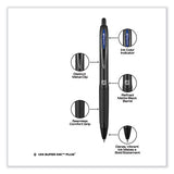 207 Plus+ Gel Pen, Retractable, Medium 0.7 Mm, Blue Ink, Black Barrel, 4-pack
