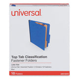 Six-section Pressboard Classification Folders, 2 Dividers, Letter Size, Blue, 10-box