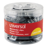 Binder Clips In Dispenser Tub, Mini, Black-silver, 60-pack