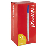Stick Ballpoint Pen Value Pack, Medium 1mm, Blue Ink, Gray Barrel, 60-pack
