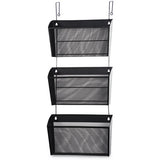 Mesh Three-pack Wall Files With Hanger, Letter, Black