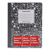 Composition Book, Medium-college Rule, Black Marble Cover, 9.75 X 7.5, 100 Sheets