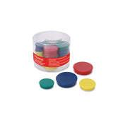Assorted Magnets, Plastic, 5-8" Dia, 1" Dia, 1 5-8" Dia, Asst Colors, 30-pack