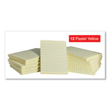 Self-stick Note Pads, Lined, 4 X 6, Yellow, 100-sheet, 12-pack