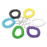 Wrist Coil Plus Key Ring, Plastic, Black, 6-pack