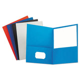 Two-pocket Portfolio, Embossed Leather Grain Paper, Black, 25-box