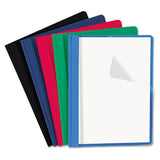Clear Front Report Cover, Tang Fasteners, Letter Size, Dark Blue, 25-box