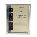 Plastic Document Frame, For 8 1-2 X 11, Easel Back, Metallic Silver