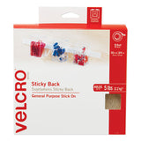 Sticky-back Fasteners With Dispenser, Removable Adhesive, 0.75" X 15 Ft, White