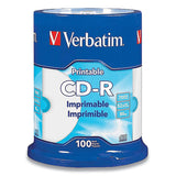Cd-r Printable Recordable Disc, 80 Min, 52x, Spindle, White, 100-pack