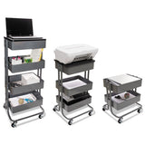 Multi-use Storage Cart-stand-up Workstation, 15.25w X 11.25d X 18.5 To 39h, Gray