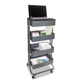 Multi-use Storage Cart-stand-up Workstation, 15.25w X 11.25d X 18.5 To 39h, Gray