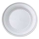 Masterpiece Plastic Plates, 10.25 In, White W-silver Accents, Round, 120-carton