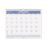 Monthly Wall Calendar, 15 X 12, Red-blue, 2021