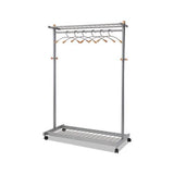 Garment Racks, Two-sided, 2-shelf Coat Rack, 6 Hanger-6 Hook, 44.8w X 21.67d X 70.8h, Silver Steel-wood
