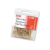 Gold Tone Paper Clips, Small (no. 2), Gold Tone, 100-box