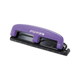 Ez Squeeze Three-hole Punch, 12-sheet Capacity, Purple-black