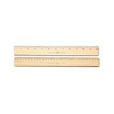 Wood Ruler, Metric And 1-16" Scale With Single Metal Edge, 30 Cm