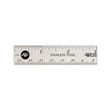 Stainless Steel Office Ruler With Non Slip Cork Base, 6"