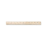 Hole Punched Wood Ruler English And Metric With Metal Edge, 12"