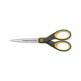 Non-stick Titanium Bonded Scissors, 7" Long, 3" Cut Length, Gray-yellow Straight Handle