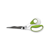 Carbotitanium Bonded Scissors, 9" Long, 4.5" Cut Length, White-green Bent Handle