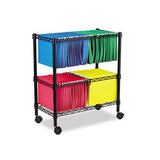 Two-tier Rolling File Cart, 26w X 14d X 29.5h, Black