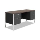 Double Pedestal Steel Credenza, 60w X 24d X 29.5h, Mocha-black