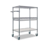 Three-tier Wire Cart With Basket, 34w X 18d X 40h, Black Anthracite