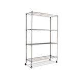 Nsf Certified 4-shelf Wire Shelving Kit With Casters, 48w X 18d X 72h, Black Anthracite